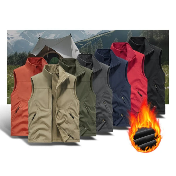 2025 Double-Sided Wear Polar Fleece Vest Outdoor Casual Style Large-Sized Loose Sleeveless Warm Men's Vest Autumn Winter