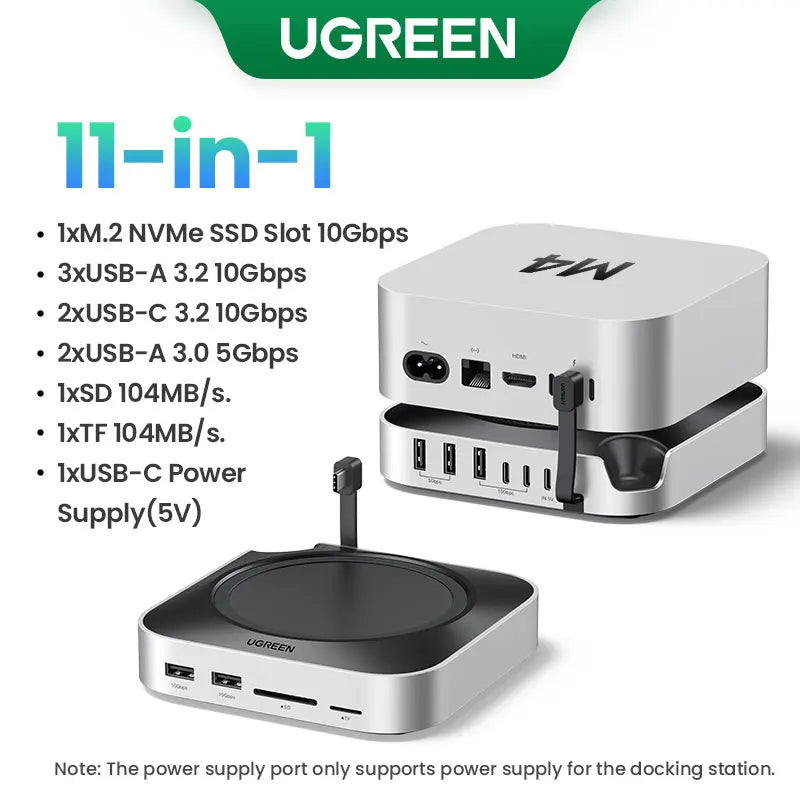 UGREEN USB HUB Docking Station for Mac Mini M4 M4 Pro M.2 NVMe SSD 8TB Max 10Gbps USB-A&C Ports SD&TF 170MB/s USB Splitter Dock