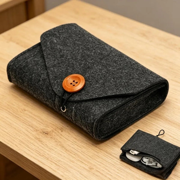Enlarged Felt Material Cosmetic Storage Box,Organizer Pouch,Suitable for Cosmetics, Laptop Chargers, Data Cables.Storage Bag