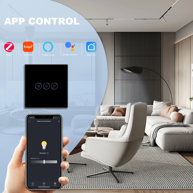 BSEED 2Packs Zigbee Dimmer Light Switches Smart Dimmable Switch Multi-Control Support Tuya Smart Life Alexa Voice Control