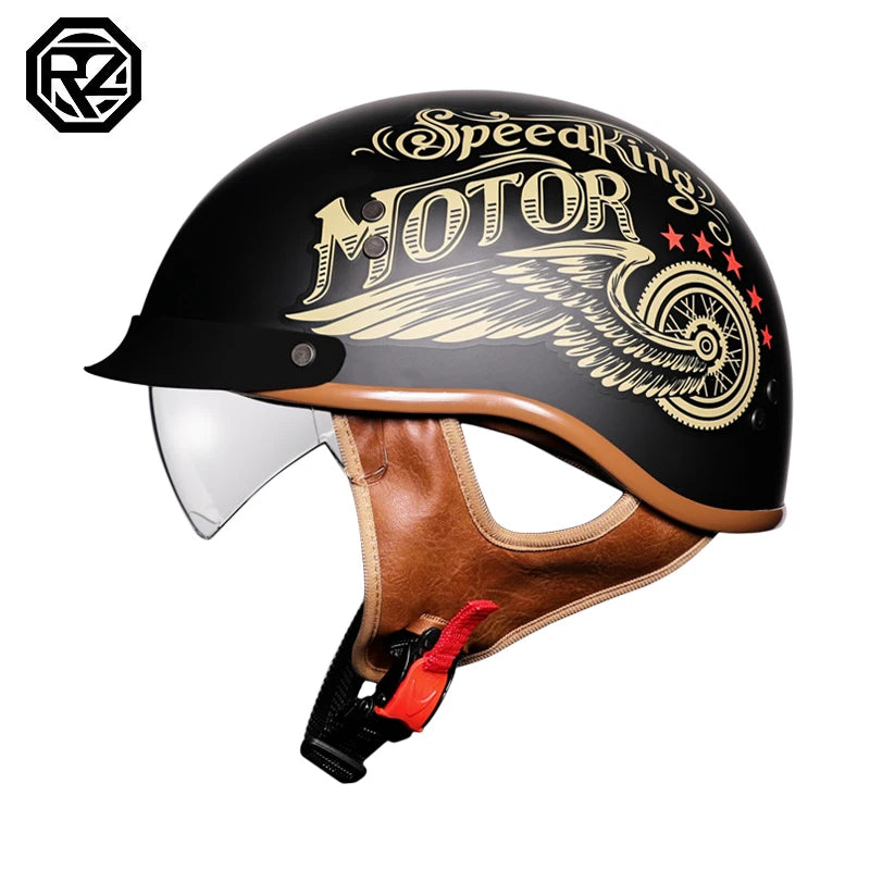 Motorcycle Helmet With lenses Retro Half Helmet Jet Helmet Open Helmet Scooter Cruiser Chopper Half Shell Helmet Adult