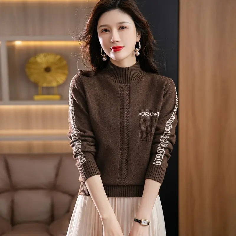 Pull Femme New High Collar Ladies Pullovers Long Sleeve Autumn Winter Knitwears Vintage Warm Sweaters For Women 2026 Bottom Tops