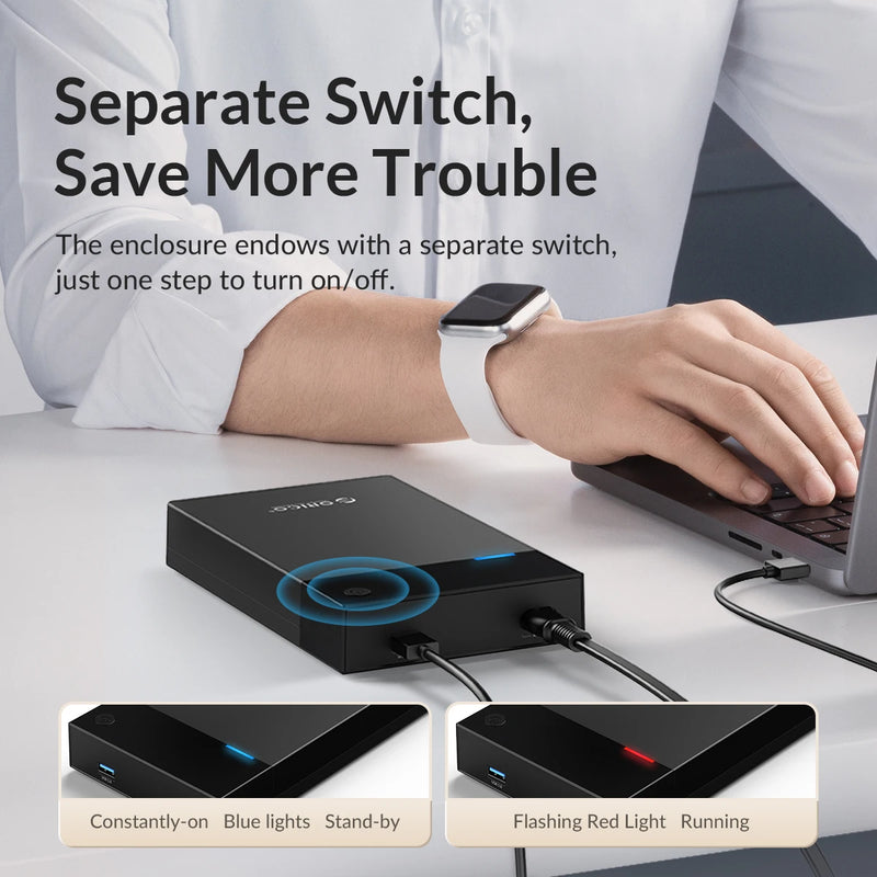 ORICO 3.5'' HDD Case with 12W1A Built-in Power Protable Hard Drive Enclosure SATA to USB 3.0 Supply Support UASP Box
