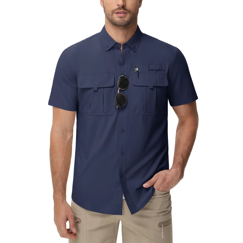 TACVASEN UV Block Fishing Shirts Mens Lightweight Quick Dry Short Sleeve Shirt Breathable Outdoor Hiking Shirt Fishing Shirts