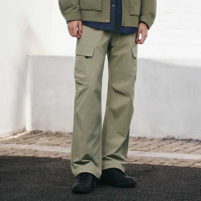 Semir Functional Pants Men Spring Loose Straight Leg Cargo Outdoor Big Pocket Textured Casual Comfortable Long Trousers