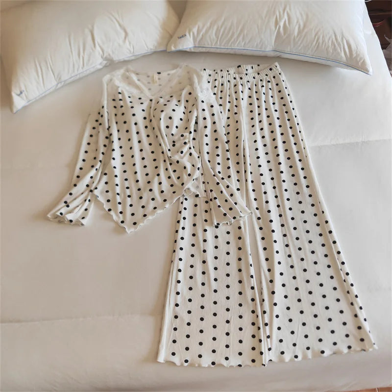 ឈុតគេង Pijama Feminino Chest Pad Sleepwear Pajama Sets កោះថ្មី Velvet Thicken Pajama Woman រដូវរងាដៃវែង Loungewear Pyjama