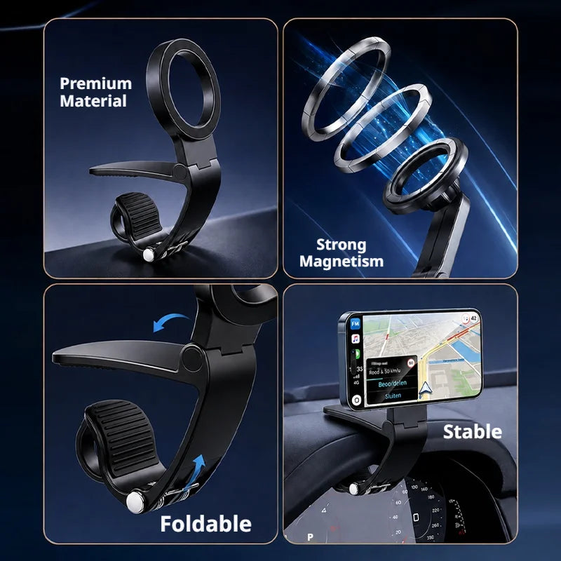 SEAMETAL Magnetic Foldable Phone Stand 360 Rotatable Universal Car Dashboard Phone Holder GPS Stand in Car for Car Accessories