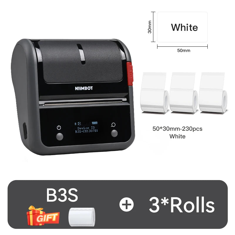 NIIMBOT B3S Barcode Thermal Label Printer Wireless Sticker Maker Pocket Label Maker for Clothing Jewelry Mailing Commercial