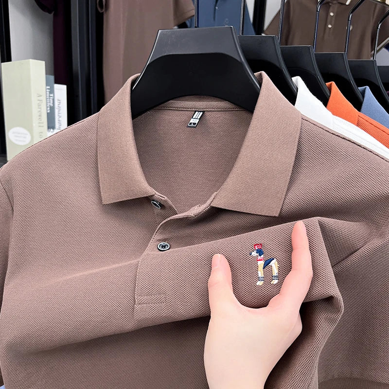 Luxury Man Short-Sleeved Polo Shirt Lapel Button 100%cotton Embroidery Spring New T-Shirt Ventilate Fashion Leisure MensClothing