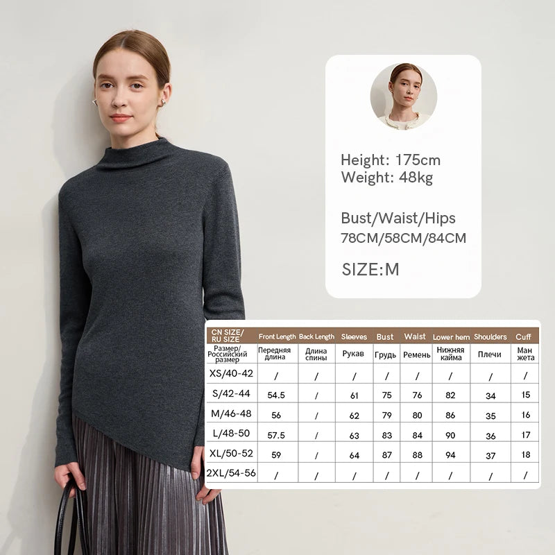 Amii Woman Sweater 2026 Winter New Casual Versatile Semi-turtleneck Sweater Asymmetrical Pullover Knitted Top Women 12524129