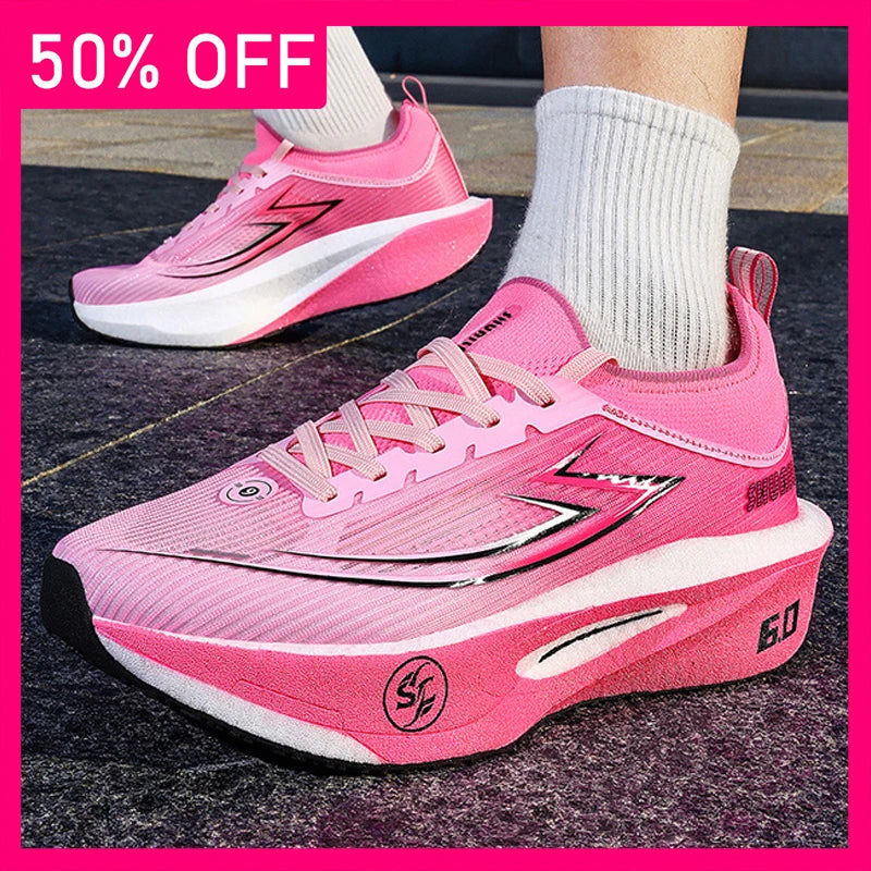 Unisex Sports Shoes Marathon Breathable Light Thick Soled Anti Slip Damping Professional Running Competition Training Shoes