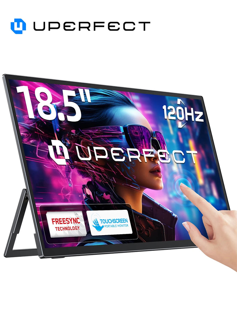 UPERFECT Portable Monitor Touchscreen 18.5 Inch 120hz w/VESA & 180° Adjustable Stand For Laptop PC Mac Switch PS5 iPhone HUAWEI