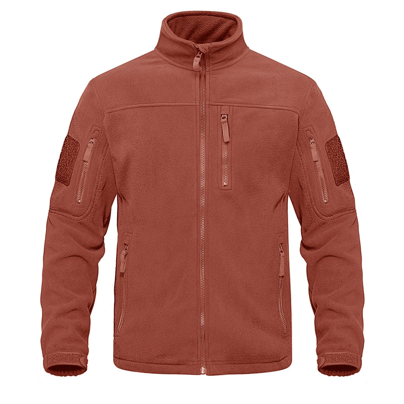 TACVASEN Full Zip Up Green Fleece Jacket Thermal Warm Work Coats Mens Zipper Pockets Casual Hiking Training Outwear Windbreaker