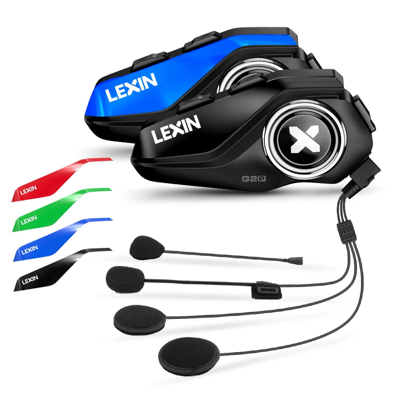 Lexin G2P Intercom For Motorcycle Helmet Bluetooth Headsets,Handsfree Communicator Up to 6 Riders Interphone with FM