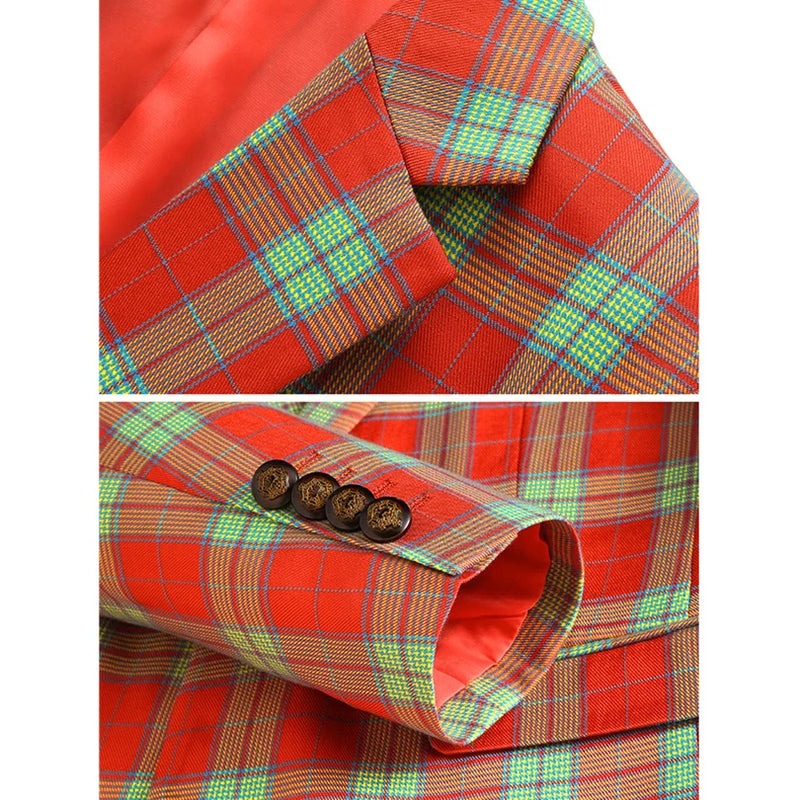 Men's Black White Plaid Long Sleeve Blazers, Fashion Slim Fit Suit Jacket, Wedding Party Tops Coat, Asian Size M6XL