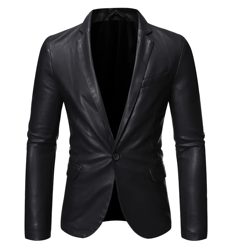 2026 New Men's Black Leather Jacket, Fashion Hooded Trench Coat, Asian Size Motorcycle PU Blazers Outwear Man Thicken Overcoat