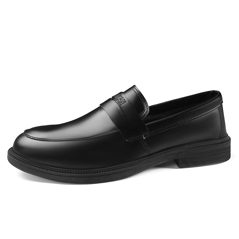 Men's slip on business dress leather shoes Four Seasons breathable light soft-sole non-slip outdoor walking casual leather shoes