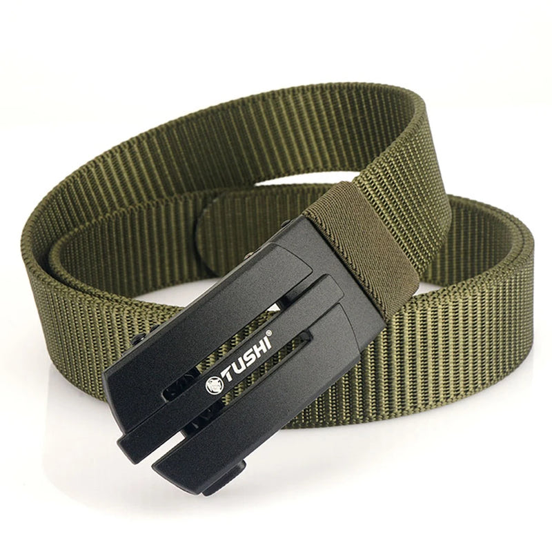 TUSHI Metal Men Belt Army Outdoor Hunting Tactical Multi Function Combat Survival High Quality Marine Corps Nylon Male Luxury