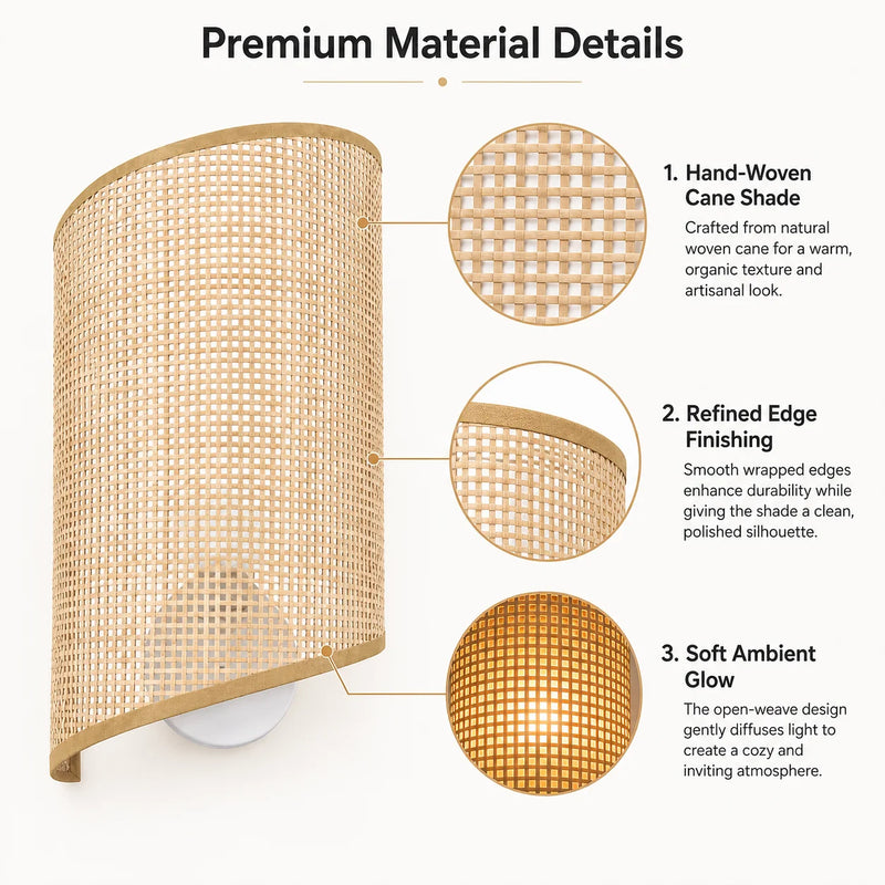 JOYINLED Bamboo Wall Lamp Indoor Retro Wall Light Rattan E27 Handmade Vintage Lampshade Bamboo Lamp Living Room Bedroom 1/2PCS