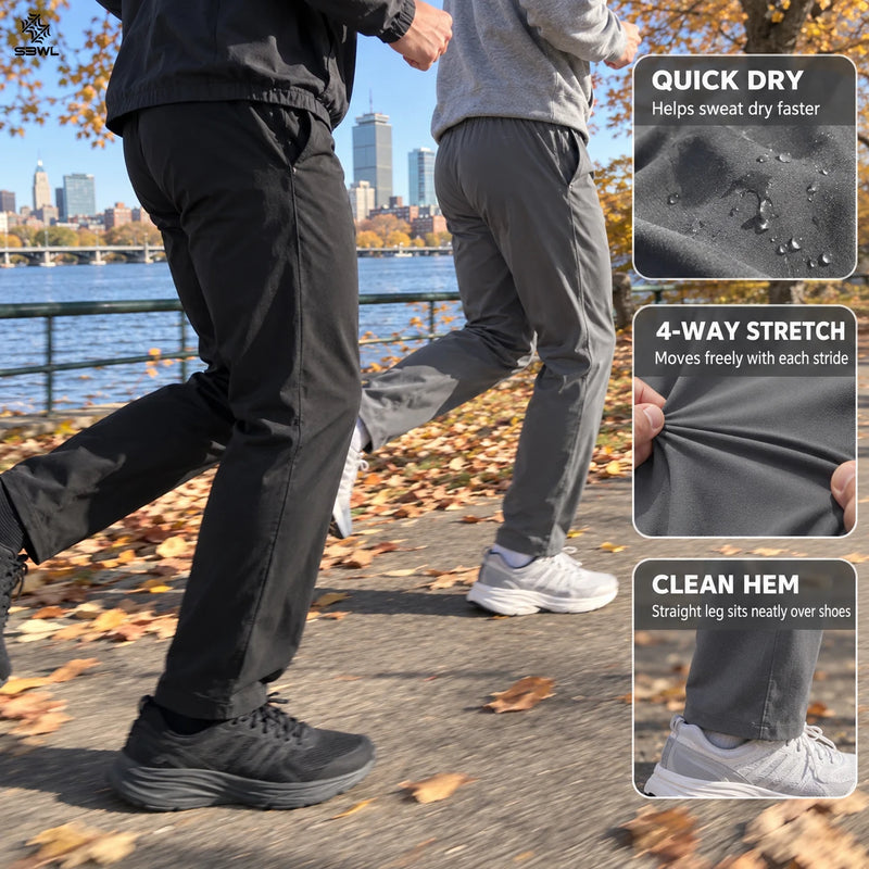 SBWL Men's Solid-Color Outdoor Sports Stretch Pants High-Quality Running Hiking Casual Wear Comfortable Fit Trousers