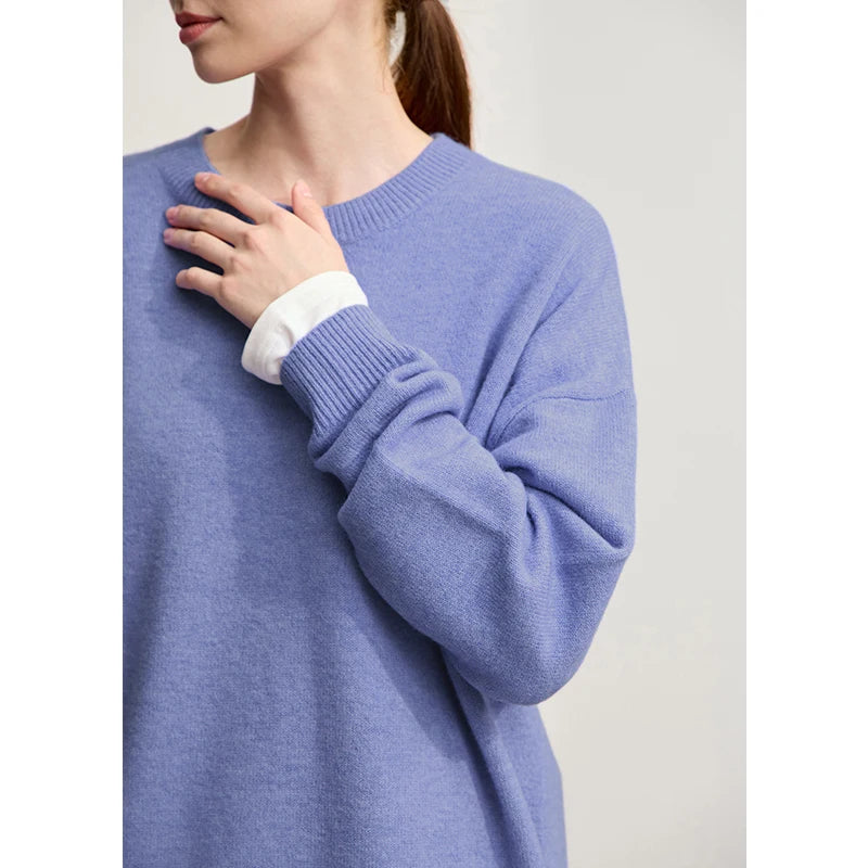 Amii Woman Minimalist Knit Pullover Versatile Casual O-Neck Loose Warm Basic Tops 2026 Winter New Sweater for Ladies 12554059