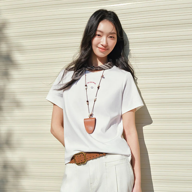 Semir Women Tshirt Soft Touch Crew Neck Embroidery Short Sleeve Summer 2026 Casual Everyday Fashion Style Top Tee