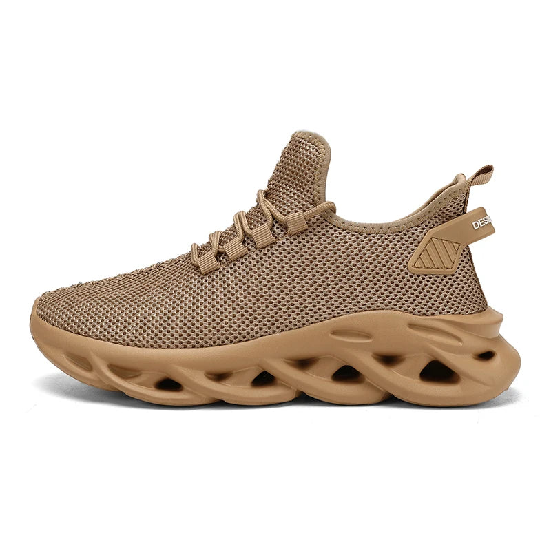 Men Sports Shoes Fashionable Soft Summer Mesh Breathable Outdoor Fitness Shoes Thick Sole Rebound Comfortable Tennis Shoes Man