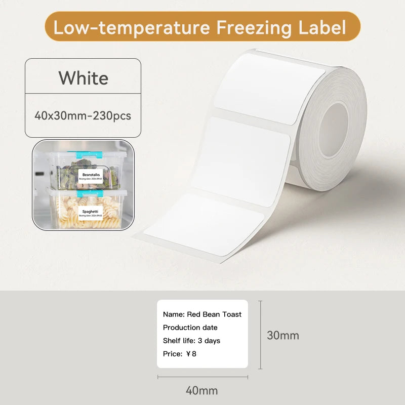 1 Roll NIIMBOT White/Cold Thermal Adhesive Label for B1 B21 B3S B31 B4 Anti-Oil Tear-Resistant Price Tag Home Bussiness Use