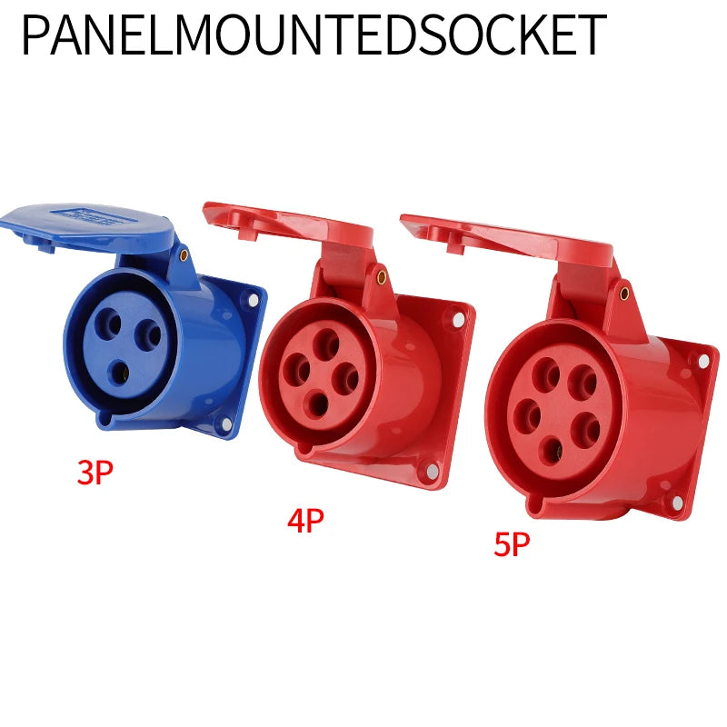 Industrial plug and socket waterproof connector 3PIN 4PIN 5PIN 16A/32A IP44 waterproof electrical connection wall mount socket