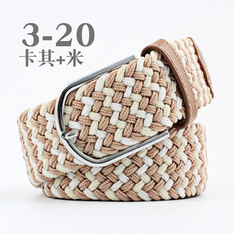 105cm Stretch Woven Belt, Unisex Canvas Belts Fashion Casual Student Belt Women Cinturon Male Waistband.