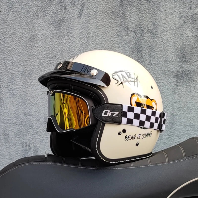 ORZ High-Quality Motorcycle Retro Helmet 3/4 Semi Covered Helmet Couple Scooter Cascos Para Moto Capacetes De Moto
