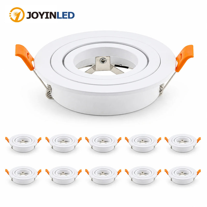 JOYINLED 1/10PCS Round LED Recessed Spotlight Frame GU10 MR16 Adjustable Downlight Housing Ceiling Trim White Black 70mm Cutout