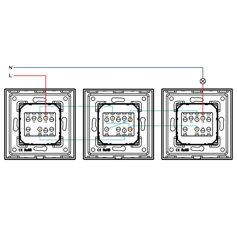 BSEED 3Packs 1Gang 3Way Mechanical Button Light Switch Intermediate Switch Plastic Frame Wall Light Cross Switch 10A 250V