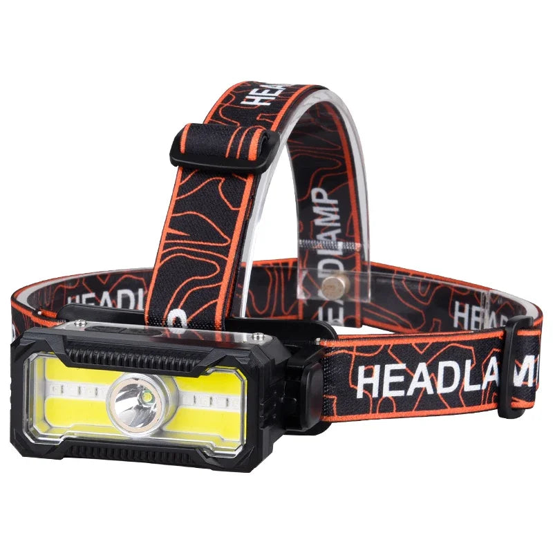 ចង្កៀងមុខ LED ៦ម៉ូដ ភ្លើងមុខការពារទឹក ថាមពលខ្លាំង ប្រភេទ C អាចសាកបាន 18650 សម្រាប់បោះតង់ នេសាទ ចង្កៀងសង្គ្រោះបន្ទាន់