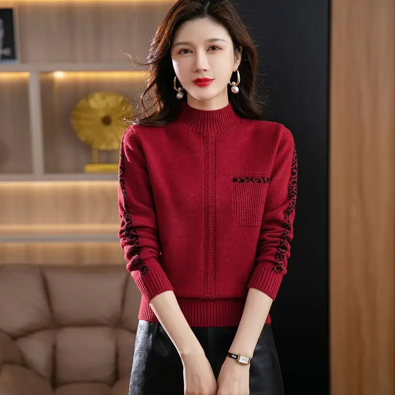 Pull Femme New High Collar Ladies Pullovers Long Sleeve Autumn Winter Knitwears Vintage Warm Sweaters For Women 2026 Bottom Tops
