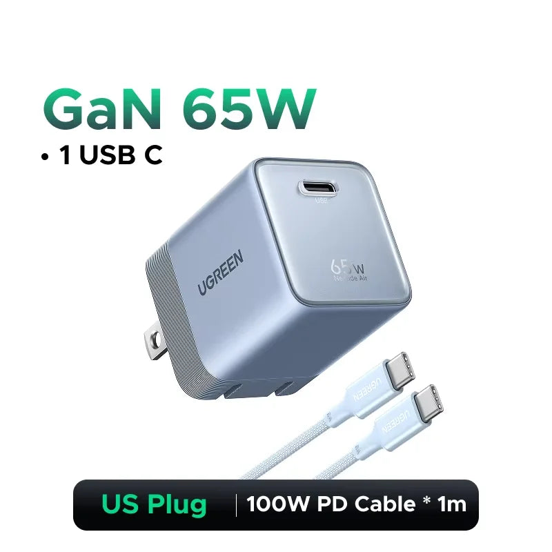 【Ultra Mini-US Plug】UGREEN Nexode Air 100W 65W 45W GaN Charger PD3.0 QC4.0 PPS For Macbook Laptop iPhone 18 17 Samsung S26 iPad