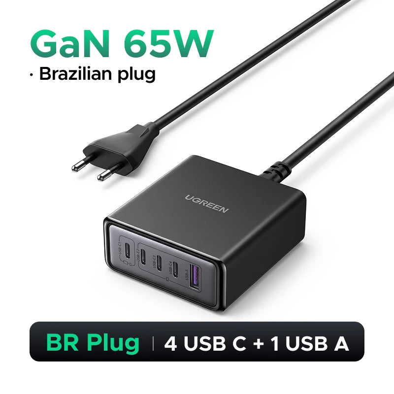 UGREEN 100W 65W GaN Charger 6 in 1 Desktop Laptop Fast Charger For iPhone18 17 16 Pro Max Xiaomi Samsung Tablet Macbook Air iPad