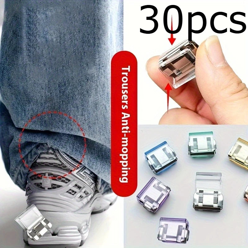 10/20/30pcs Random Color Invisible Hem Shortening Clips, Anti-Slip Pants Leg Fixing Grips Seamless Hems Buttons Non Slide Shoe