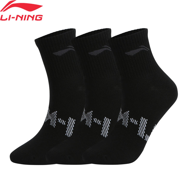 ស្រោមជើង Li-Ning Unisex Sport Style 3គូ ទំហំ 22-28សង់ទីម៉ែត្រ មានខ្យល់ចេញចូលបានល្អ មានផាសុកភាព ស្រោមជើង LiNing សម្រាប់បុរស និងស្ត្រី ទាន់សម័យ AWTV007