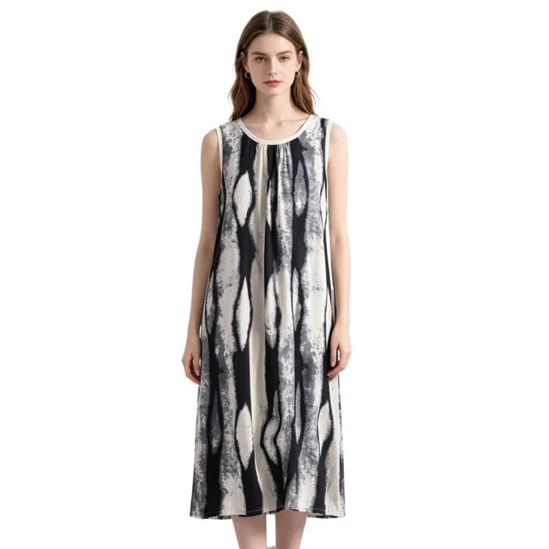 Women's Nightgown Night Dress Round-Neck Sleeveless Summer Nightgowns Woman Sleep Soft Lounge Dress for XL-6XL Pajamas Dress