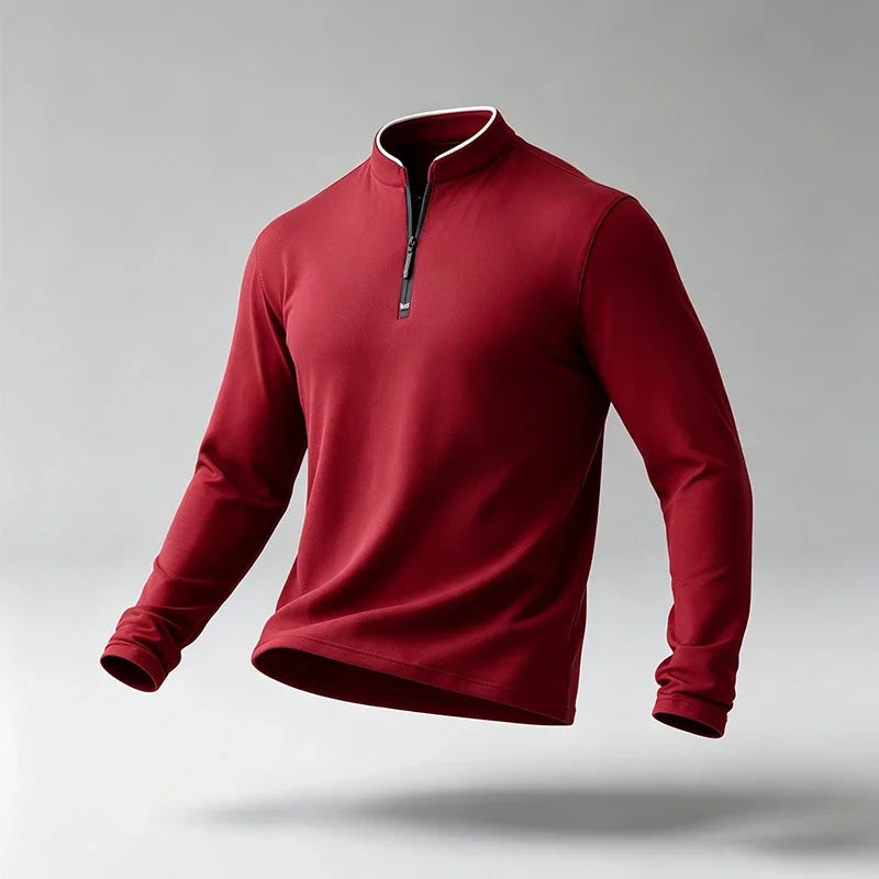 Men Regular Fit Half Zip Long Sleeve Shirt Stand Collar Skin���Friendly Fabric For Street Style And Office Daily Commute
