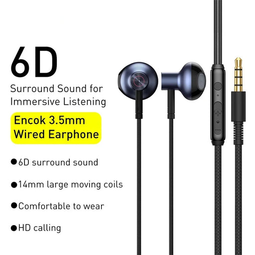 Baseus H19 Earphone Stereo Headset In-Ear Earbuds 3.5mm Jack Wire Earphone With Mic for iPhone 6s Xiaomi Samsung fone de ouvido