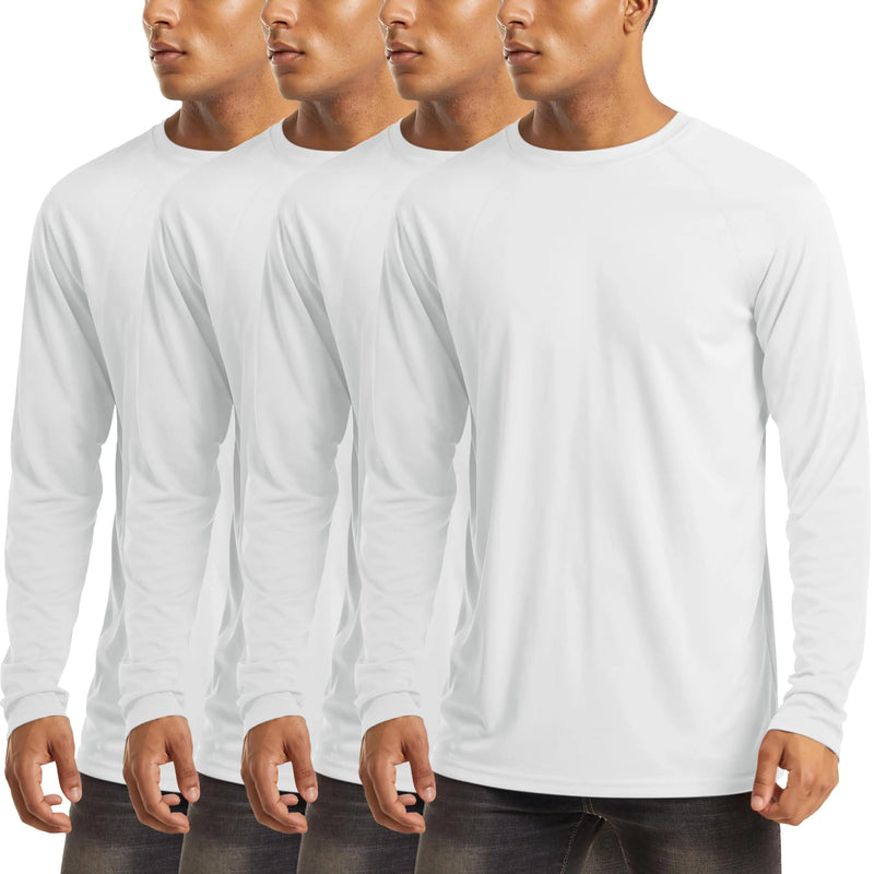 TACVASEN 4 Pack UPF 50+ Sun Protection T-shirts Men's Quick Dry Long Sleeve Athlectic T Shirts Performance Sports T-shirts Tee