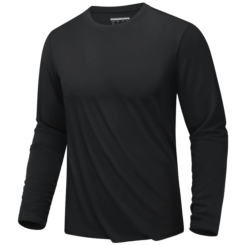 TACVASEN UPF 80+ UV Protection T-Shirts Men's Long Sleeve O-Neck Solid Tee Spring Summer Quick Dry Hiking Outdoors Pullover Tops
