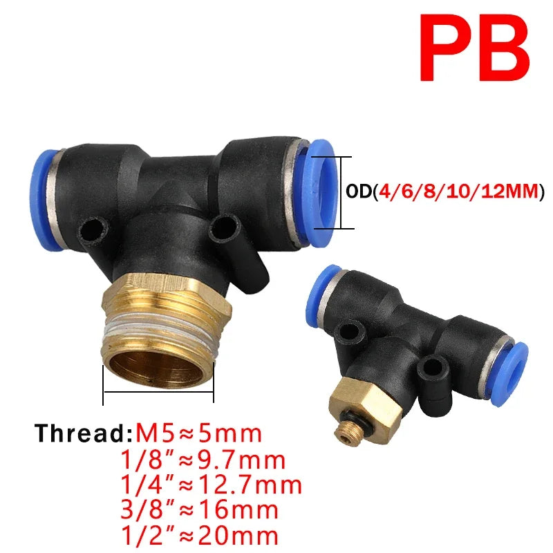 5PCS Pneumatic Air Connector Fitting PC/PCF/PL/PB/SL 4mm 6mm 8mm Thread 1/8 1/4 3/8 1/2 Hose Fittings Pipe Quick Connectors