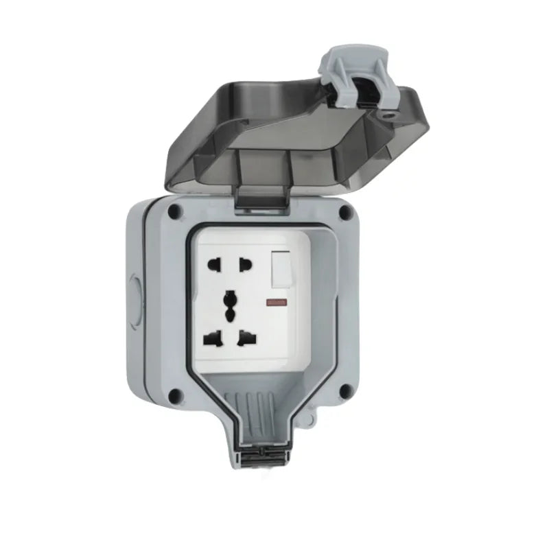 American 110v IP66 Waterproof Dual Socket with Switch, Universal Us Plug Outdoor Waterproof Charging Industrial Single Socket