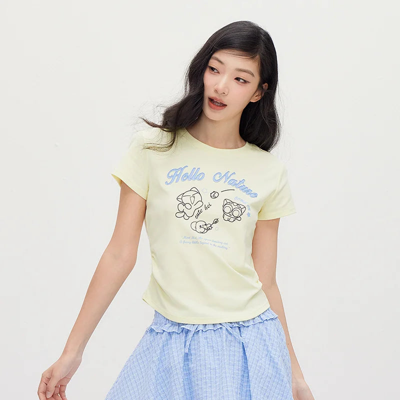 Semir Women Tshirt Short Length Slim Fit Standard Shoulder Funny Stylish Slim 2026 Summer Casual Fashion Top