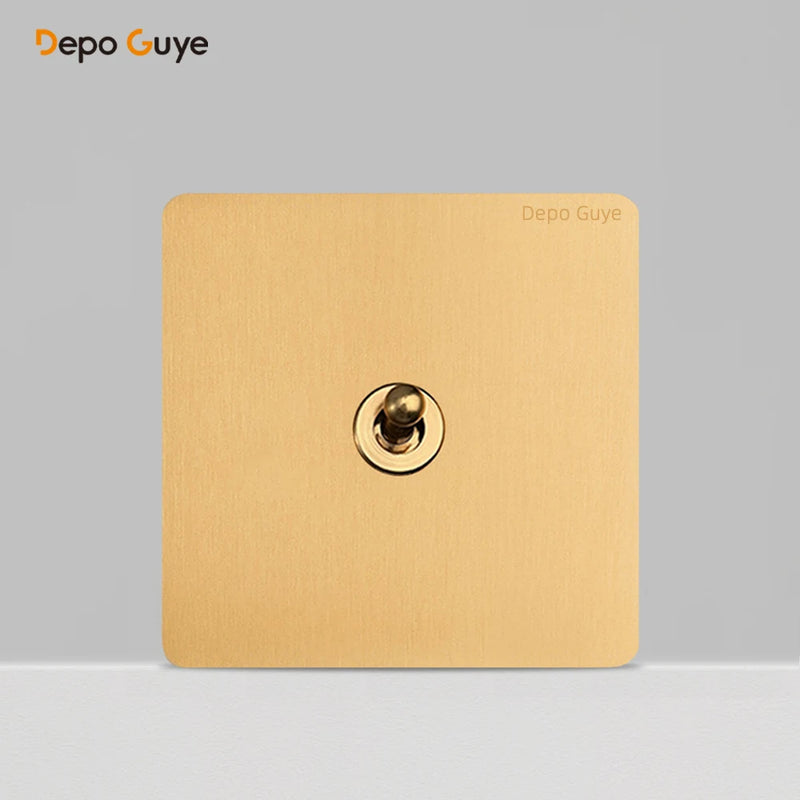 Retro Metal Wall Light Toggle 1 2 Gang 3 Way Switch EU FR Russia Vintage Brass Lever Stainless Steel Switch Panel For Home