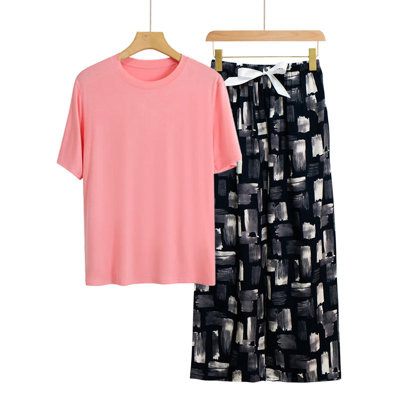 Pyjamas Femmes New Loungewear Women's Pajamas With Pants Set Spring Summer Modal Sleepwear Pijama Suit Loose Home Wear Clothes