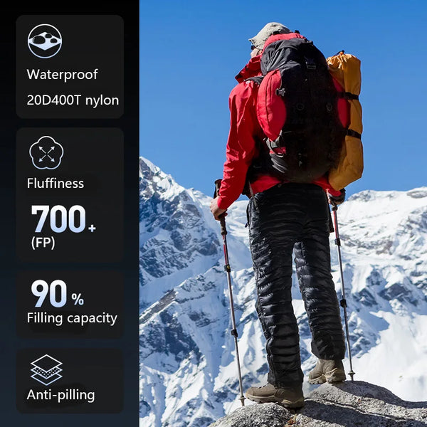 ខោ Naturehike 90% រោមទា 700FP Yushang មានខ្សែរ៉ូតពីរចំហៀង ខោការពារកម្ដៅថ្ងៃ ការពារទឹក ការពារខ្យល់ ខោក្រៅផ្ទះរដូវរងា